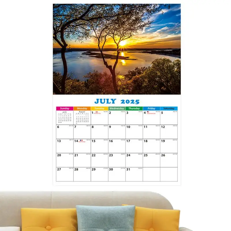 2025 Calendar Landscape Wall Monthly Hangable Calendar Nature Photography Collection Monthly Calendar For Living Room Bedroom