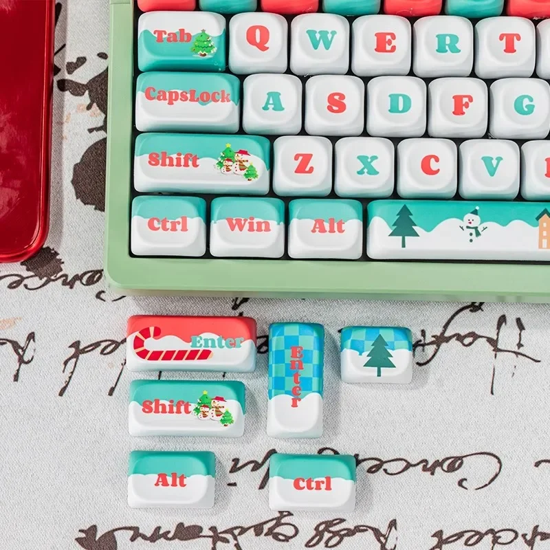 Imagem -04 - Mifuny-cute Christmas Theme Keycaps 135 Teclas Pbt Keycap Soa Perfil Moo Jogo Custom Acessórios de Teclado Mecânico