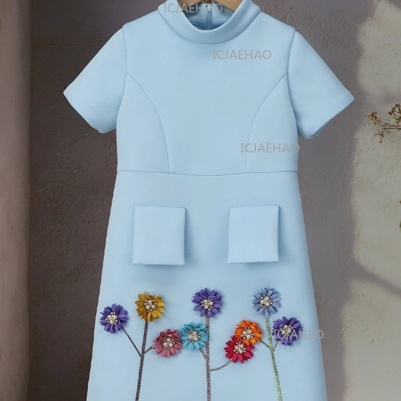 Formal Hundred Day Birthday Party BabyChildren Girls Cute A Line Long Dress Vestido Girl Banquet Elegant Pageant Gown Clothes