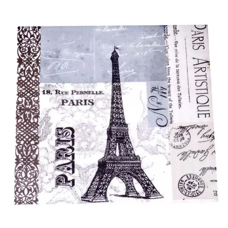 Limited Edition Eiffel Tower Colourful Napkin Eiffel Tower Print Colourful Tissue Paper Collector\'s Edition 20pcs/pac 2-Ply 33cm