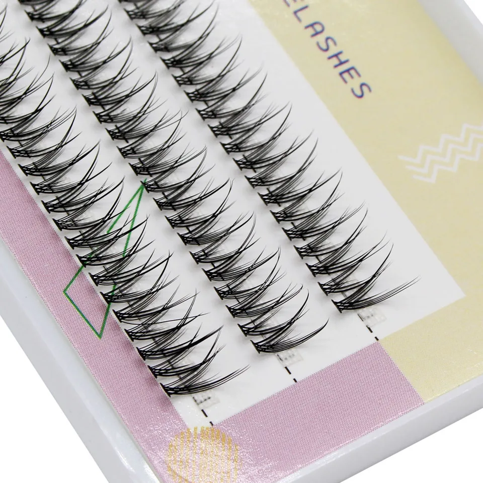 Extensiones de pestañas DIY agrupadas, segmentadas en cola de milano, volumen 3D, esponjosas, naturales, postizas, paquete individual 5