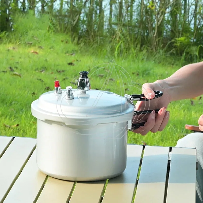 Portable Aluminum Alloy Pressure Cooker Folding Handle Mini Travel Cooking Pot Outdoor Camping Cookware