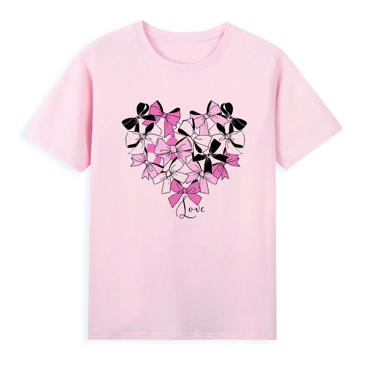 Heart Bow T-shirt Beautiful and high-quality casual top New Creative Summer Women's Clothing A237