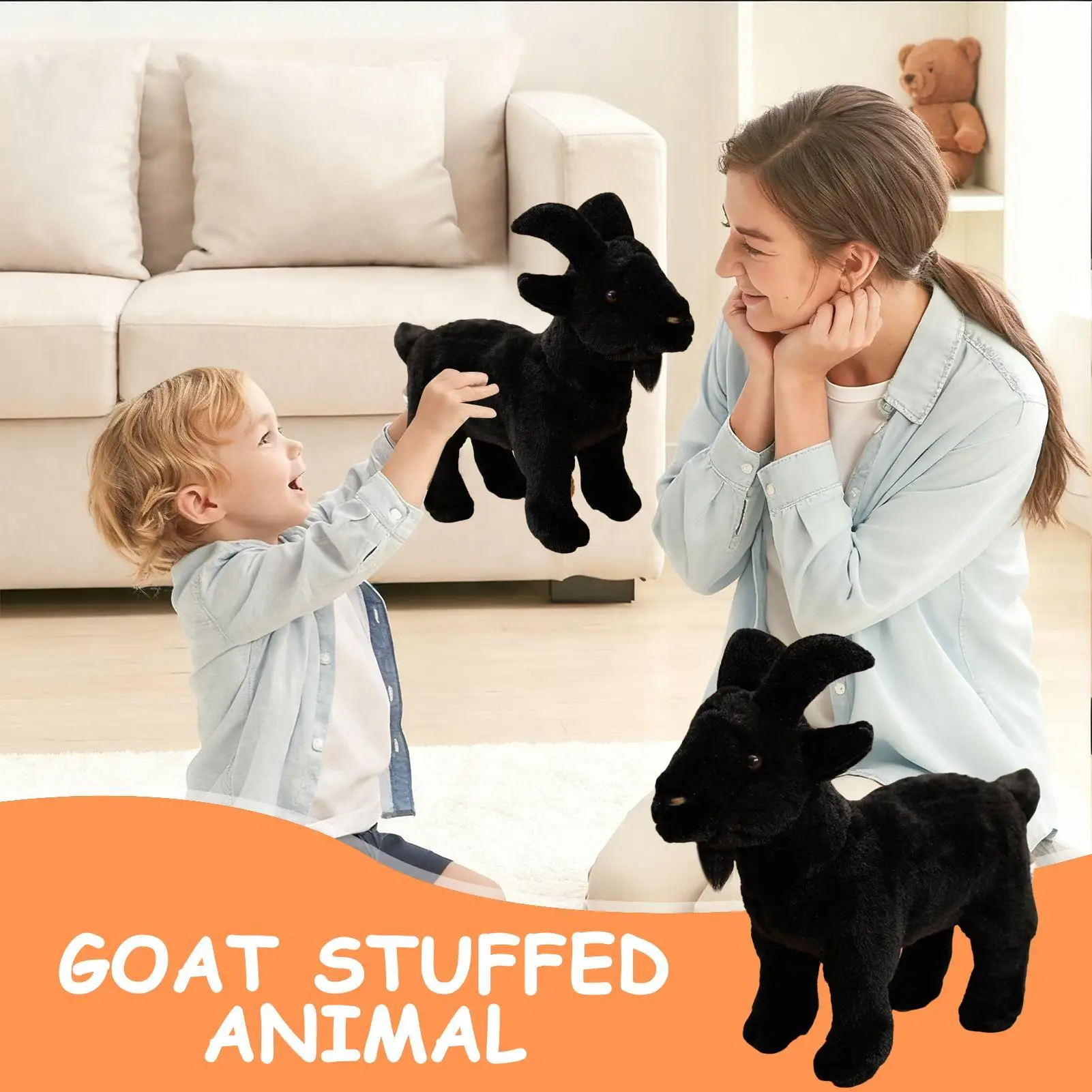 30 سنتيمتر مزرعة الحيوان ألعاب من نسيج مخملي لينة لطيف محاكاة أسود أبيض الماعز جبل محاكاة ألعاب من القطيفة دمية طفل الأطفال هدية #2