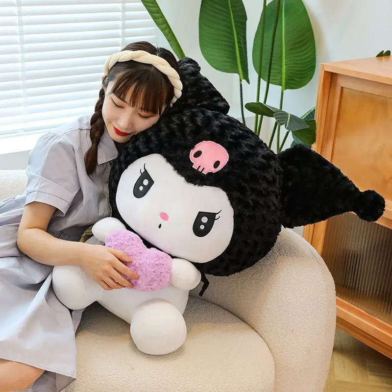 Kuromi Kawaii Sanrio niños encantadores juguetes de peluche de dibujos animados muñeca sofá tiro almohada decoración de la habitación cumpleaños regalo de Navidad para niños