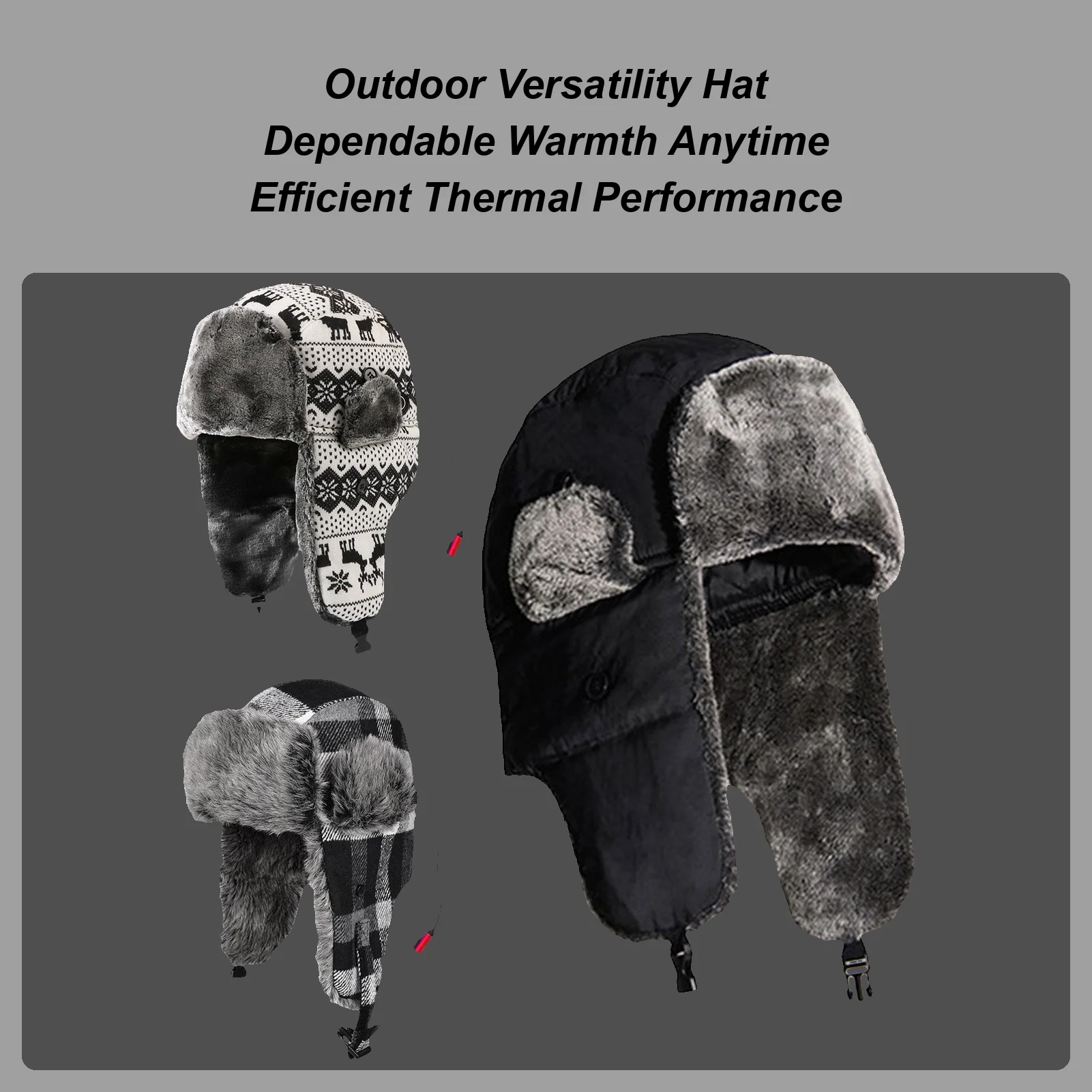 

Heated Ushanka Hat Plug-In Three-Setting Plush Winter Trapper Hat USB Heating for Men Women Adults Teens Cycling Walking