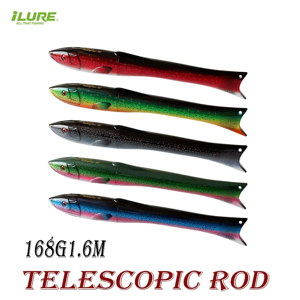 

ILURE Portable Telescopic Carbon Fiber Fishing Rod Crap Fishing Lure Sea Fishing Trout Carp Mini Travel Rod Spinning 1.6m