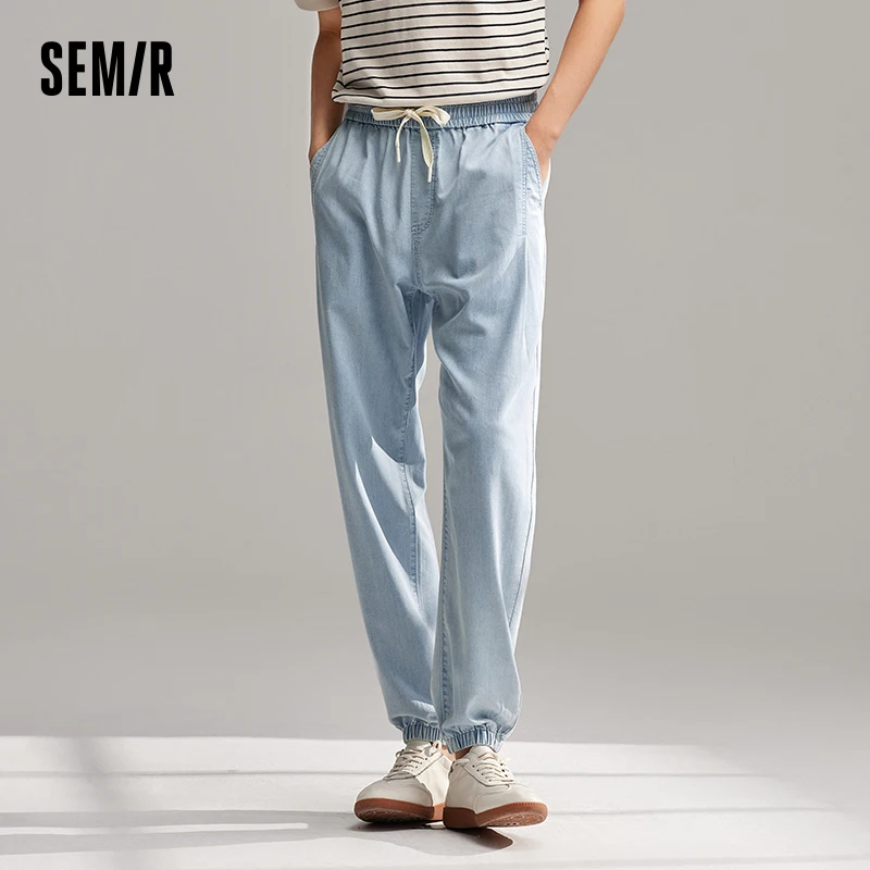 Semir Jeans Men 2024 Summer New Cool Feeling Elastic Waist Classic Drawstring Trousers Fashion Simple Versatile Trousers