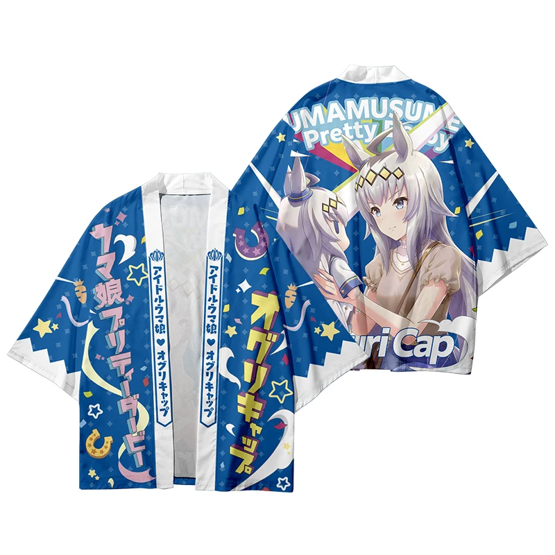 3D Anime Uma Musume Pretty Derby Kitasan Schwarz Cosplay Kostüm Japanische Kimono Strickjacke Hemd Haori Umhang Party Tops Streetwear