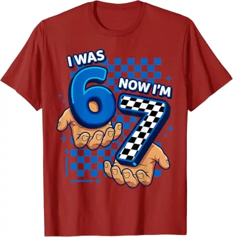 Ich war 6, jetzt bin ich 7. 7. Geburtstag 6 7 Geburtstag Jungen T-Shirt Y2k Mode 67 Six Seven Grafik-Bekleidung Rennsportliebhaber Weiches Baumwoll-T-Shirt – Detail 9