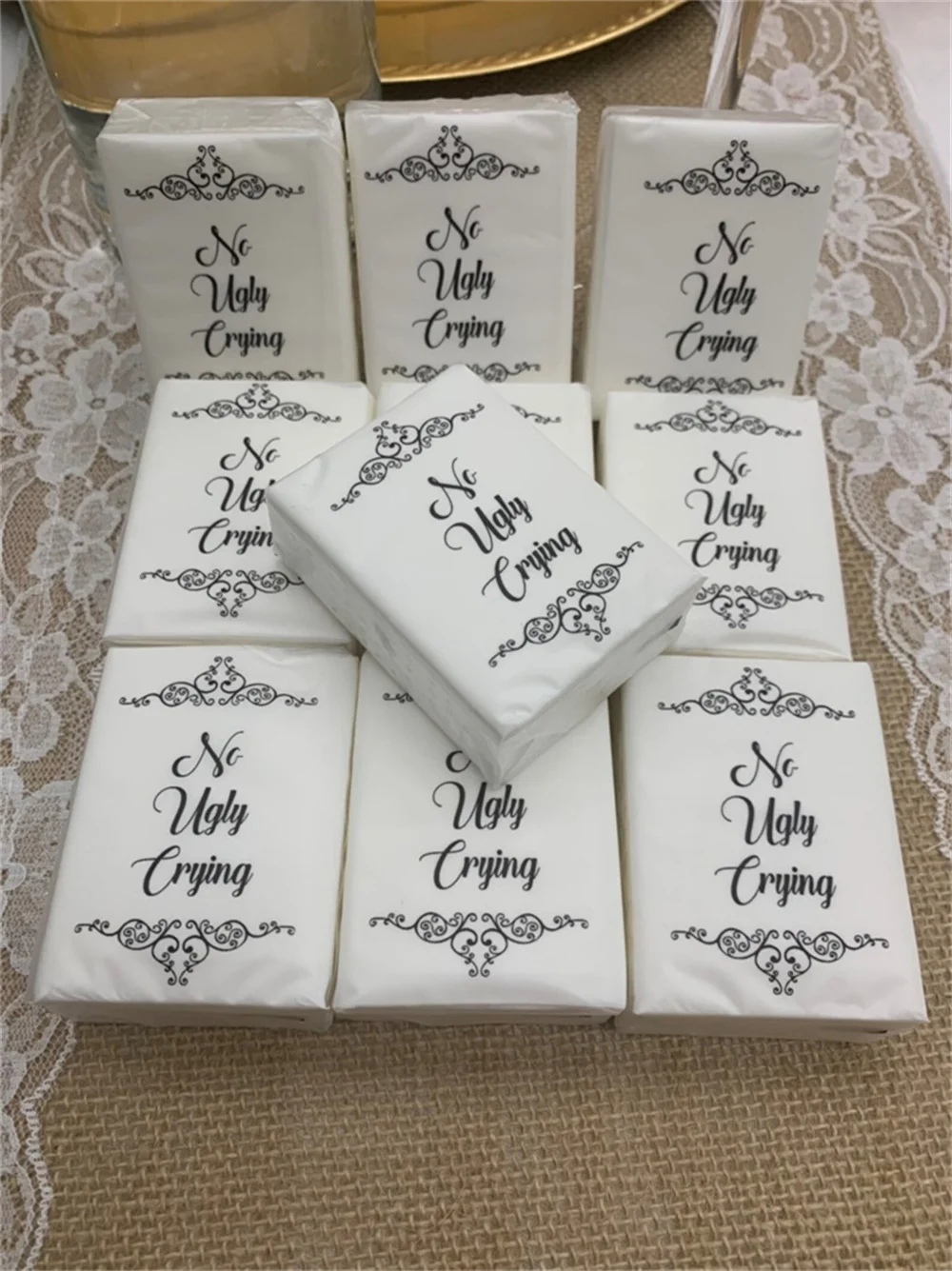 Custom Tiny Tissue Packets- Set of 12- Your Choice of Design by Wedding Tokens