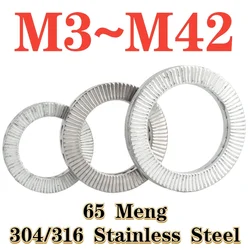 65 Meng/Stainless Steel Self-Locking Washer Wedge-Shaped Dacromet Double-Layer Self-Locking Washer M3 M4 M5 M6 M10 M12 M14~M42