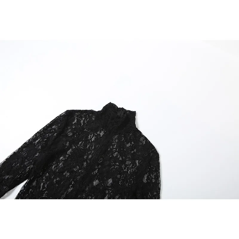 فستان ماكسي أنيق وشتوي لخريف وشتاء 2025 مفرغ وشفاف ونحيف للنساء بياقة مدورة وأكمام طويلة رداء حفلات نحيف