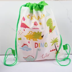 4/8/12Pcs Dinosaur Theme Party borse con coulisse zaino da scuola borsa portaoggetti per giocattoli per bambini compleanno Baby Shower bomboniere Decor