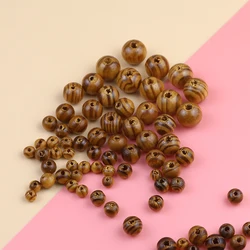 Natural Brown Eco-Friendly Striped Wooden Beads 6-14mm Pine Round Spacer Beads For Jewelry Making DIY Bracelet Accessories 200pc