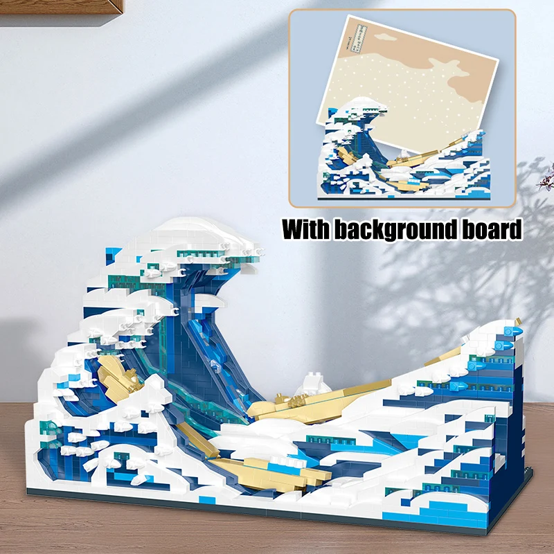 MOC Creative World Famous Paintings The Great Wave of Kanagawa The Starry Night Mini Size Building Blocks Bricks Toys For Kids