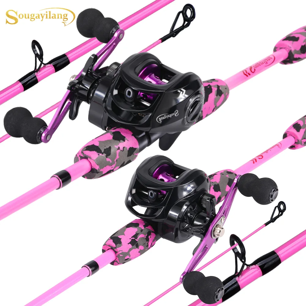 Sougayilang Baitcasting Combo 7.2:1 Gear Ratio Knuckle Carbon Rod with Comfortable Grip for Freshwater Fishing Fishing Kit