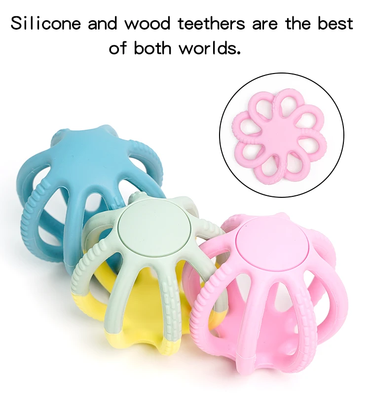 Venta caliente Wosilicone BPA libre sensorial mordedor bola silicona juguetes para la dentición del bebé