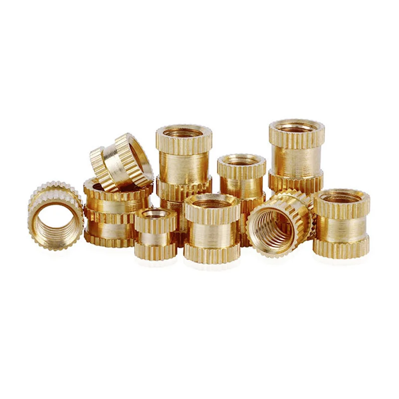 

50/100 шт., латунные резьбовые вставки с накаткой, вставные гайки M2 M2,5 M3 M4 M5, встроенные детали, винтовая гайка для аксессуаров для 3D-печати