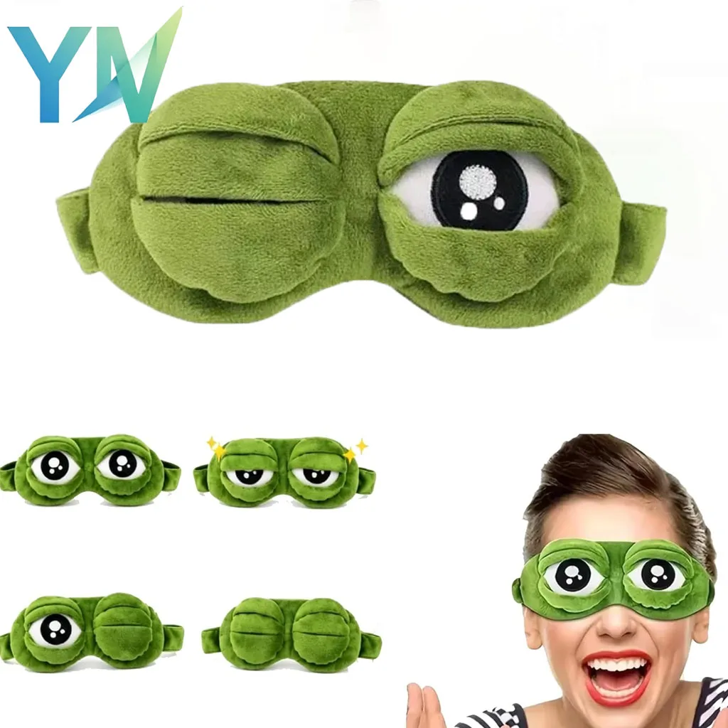 1-40PCS Adorable Frog Eye Mask Weighted Travel Sleep Blindfold for Women Soft Comfortable Light Blocking for Bedroom Home