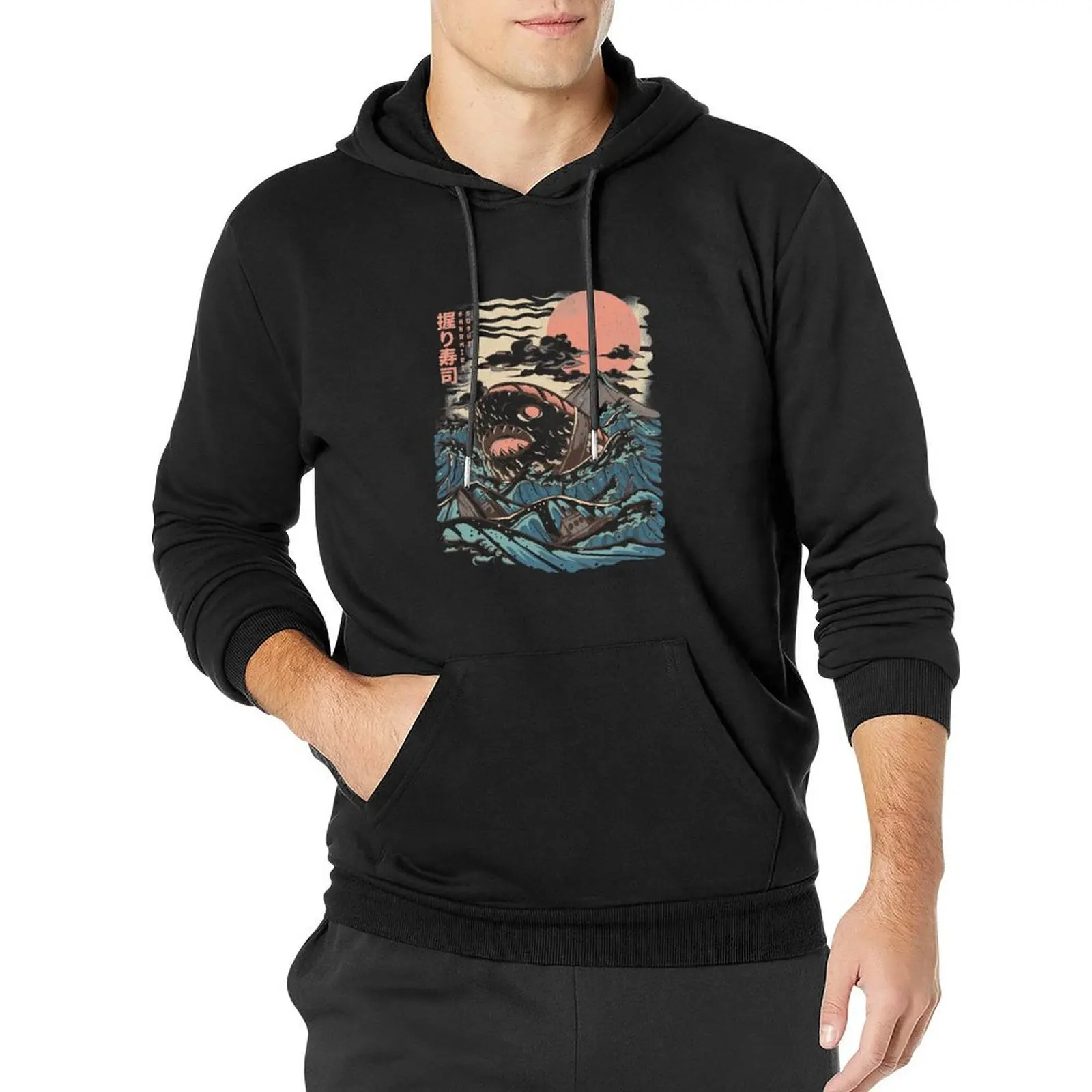 

Sharkiri Sushi Pullover Hoodie japanese style men clothing oversized hoodie