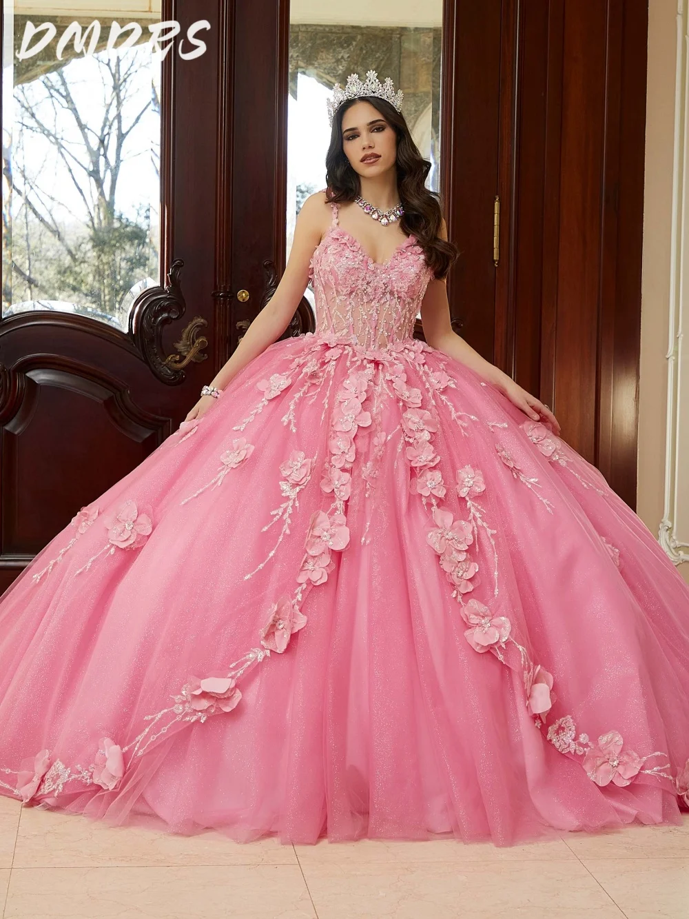 

Luxurious 3D flower Quinceanera Dress 2025 Charming Sweetheart Party Dress Elegant bow-tie Ball Gown Sweet 16 Party Gown