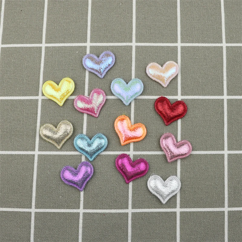 60Pcs 25mm Brightening Heart Padded Applique for Hat Clothes Sewing Patches DIY Hair Clip Bows Accessories Arts Dolls Ornaments