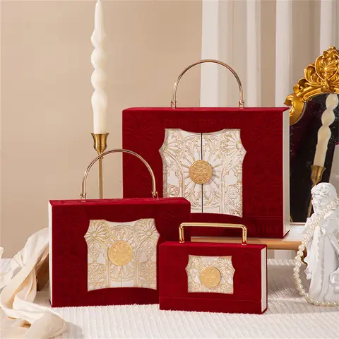 Suede Gift Box Suede Double Open Gift Box Baroque Gift Box Handheld For Anniversaries  Showers Holiday Gifting