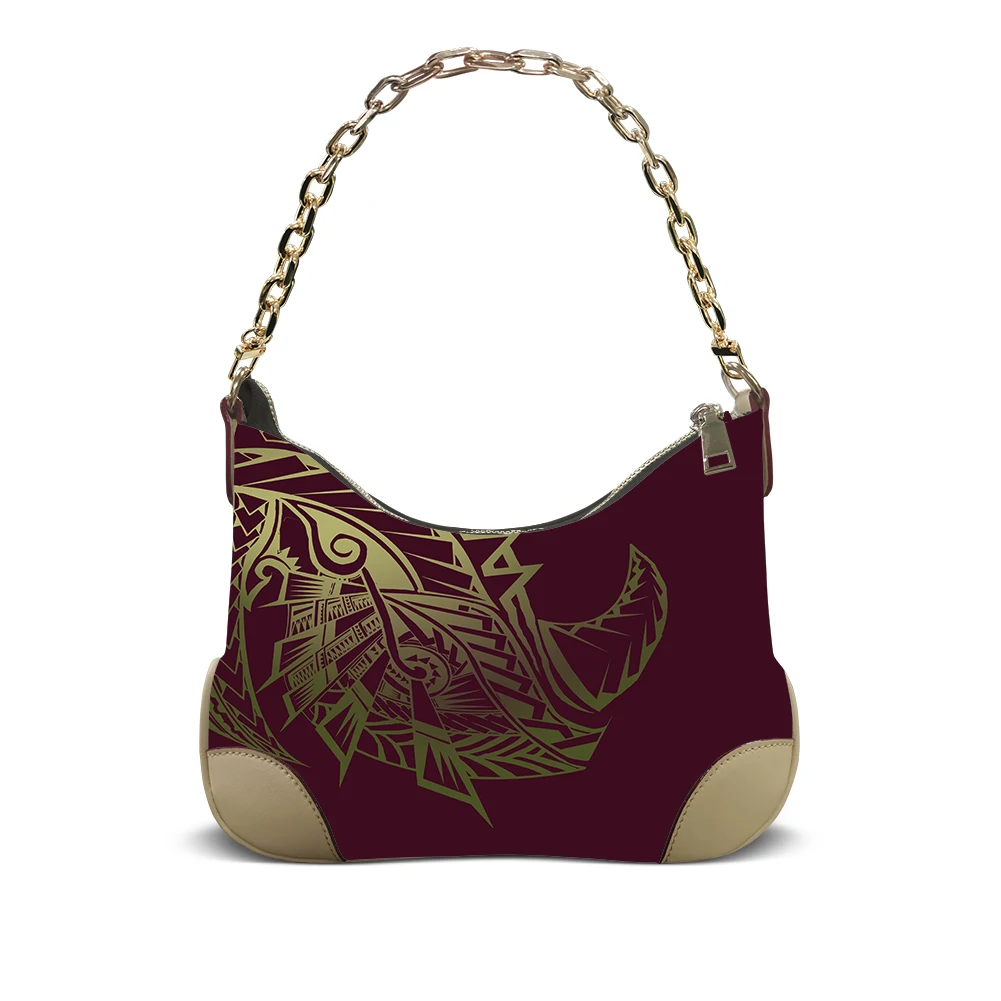 

1 Customizable Bloom Polynesian Womens Leather Armpit Bag Tropical Floral City Beach Lightweight Soft Touch