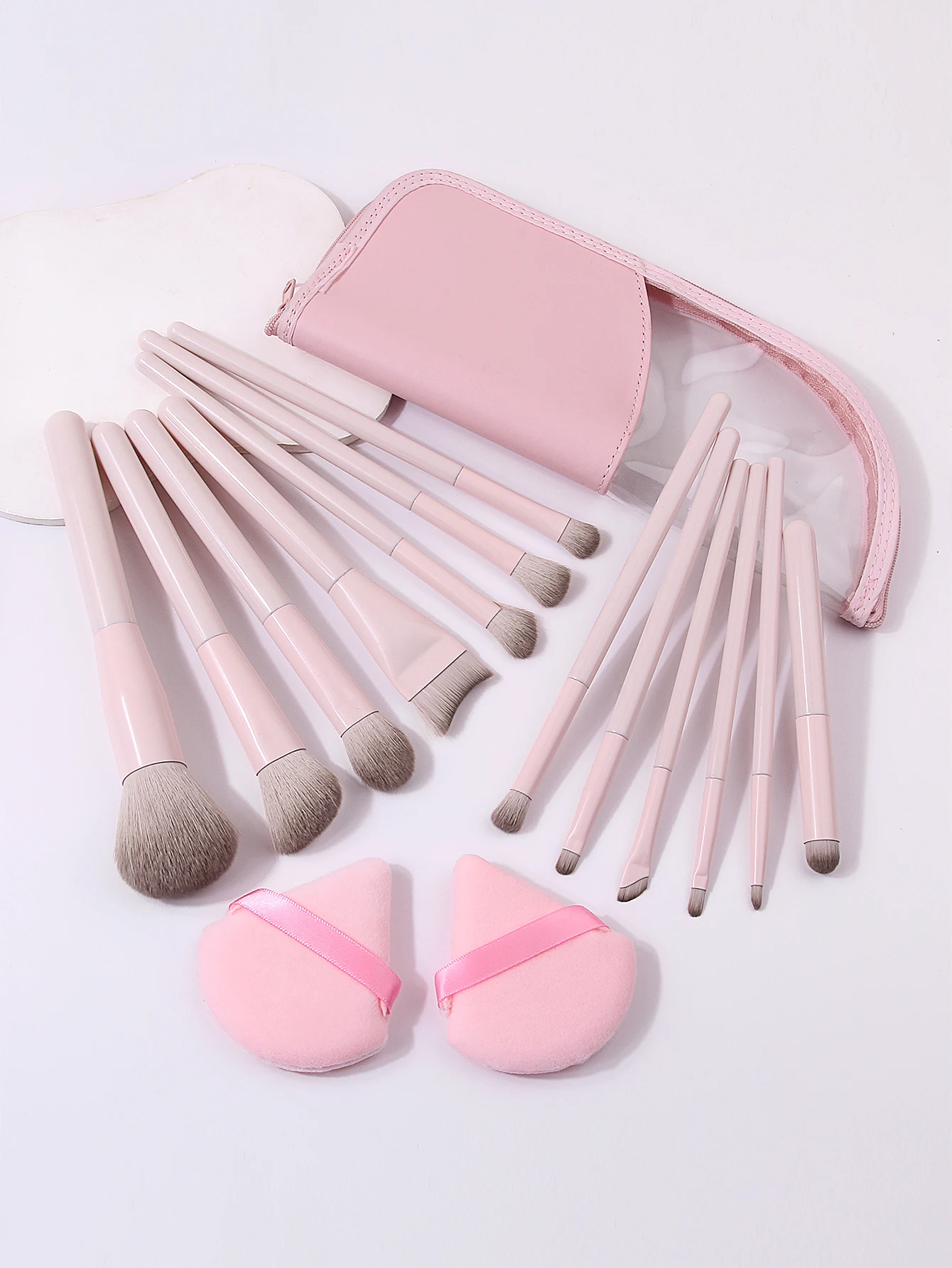 16Pcs Makeup Brushes Set With Triangle Powder Puffs & Storage Bag For Foundation Blush Eyeshadow Full Face Make‑up Kit