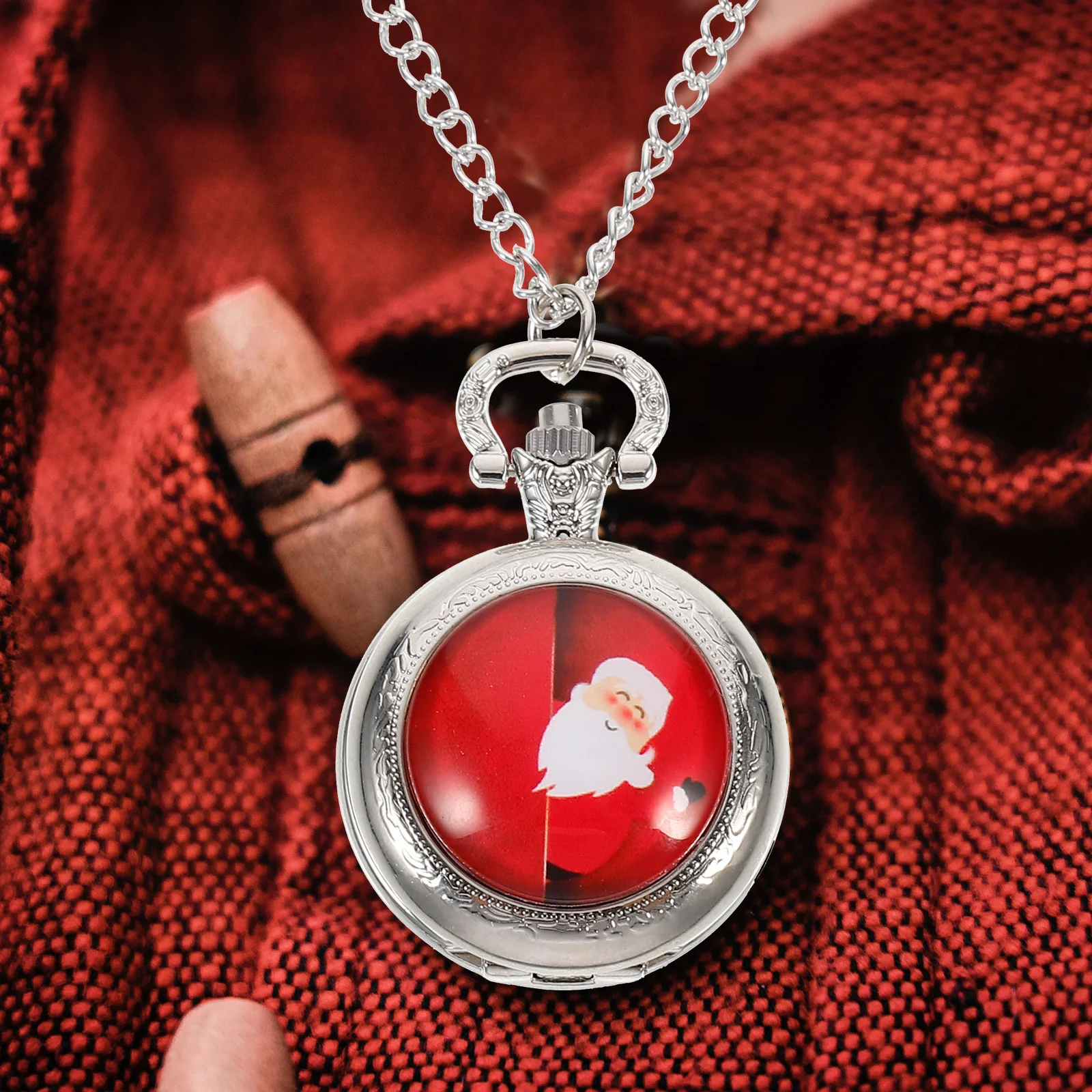 1 قطعة ساعة الجيب خمر ريترو عيد الميلاد موضوع سانتا نمط ساعة معلقة دائم العملي زينة عيد الميلاد