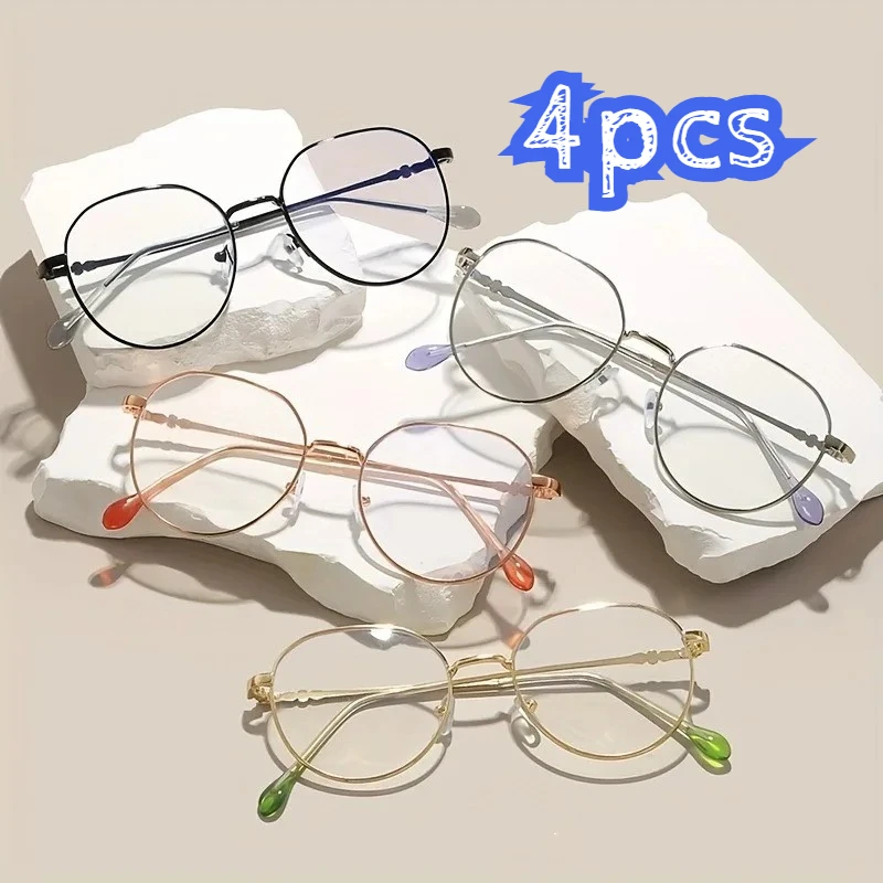 1/4pcs Women Trendy Korean Version Flat Glasses, Anti‑Blue‑Light Anti‑Radiation Eyewear for Eye Strain Relief