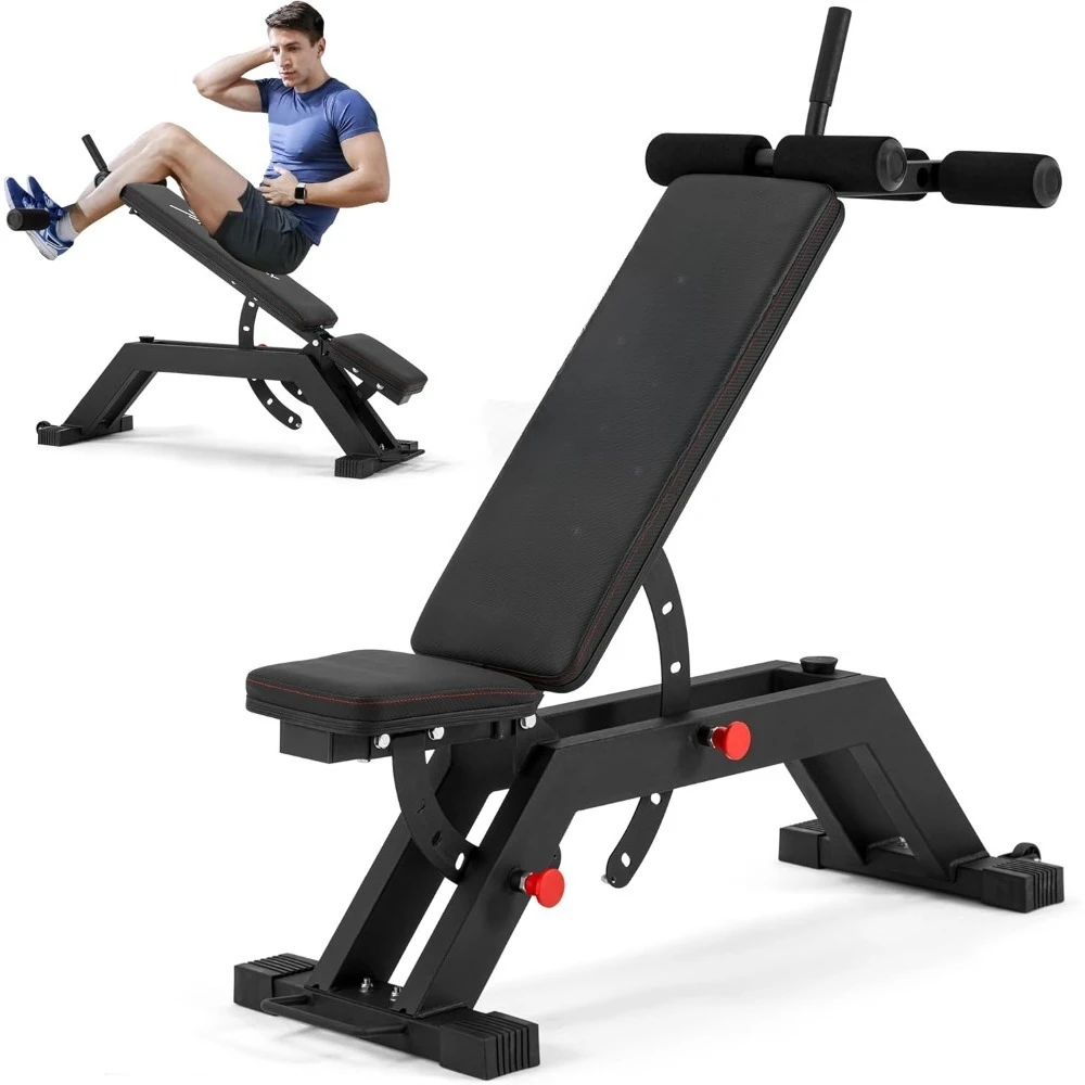 Adjustable Weight Bench, Incline Decline Design, 1000 Pound Capacity, Includes Leg Roller And Handle For Ab Workouts