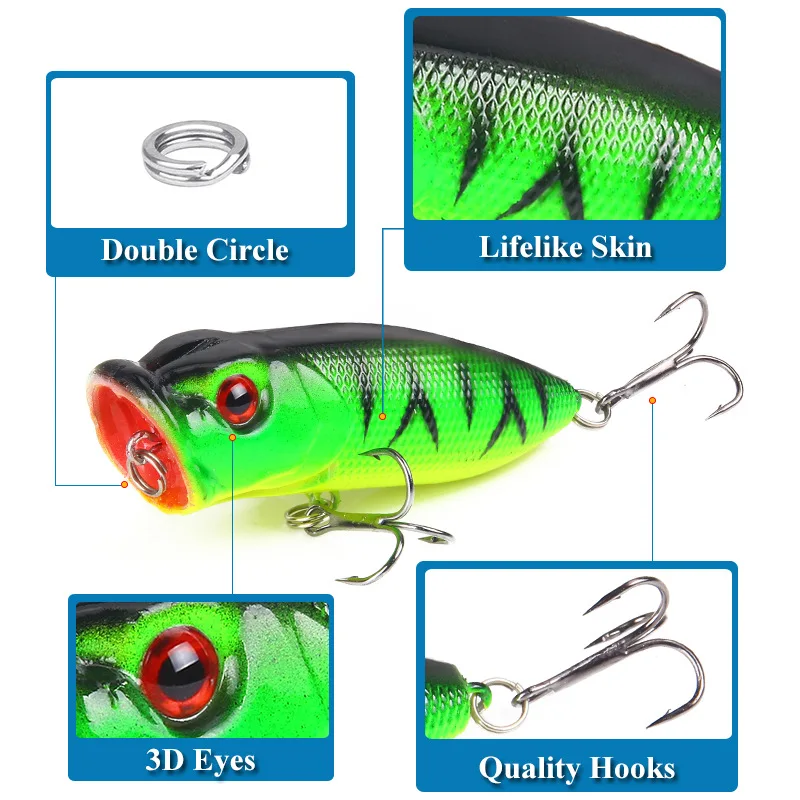 6pcs 6colors（opp bag）/5pcs 5color（with box） 6.5cm/10g Lure Floating Fishing Lures Pencil Bait Popper Top Water Artificial Baits - view 4