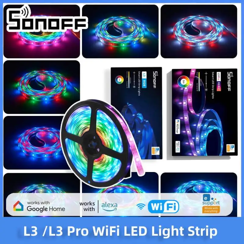 SONOFF L3 /L3 Pro WiFi LED Light Strip 5M Flexible RGB LED Lamp Lights Music Rhythm Smart Home Voice Control Alexa Google Home