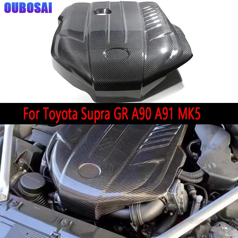 

For Toyota Supra GR A90 A91 MK5 3.0T V6 Dry Carbon fiber engine hood Replacement installation engine hood cover plate body kit