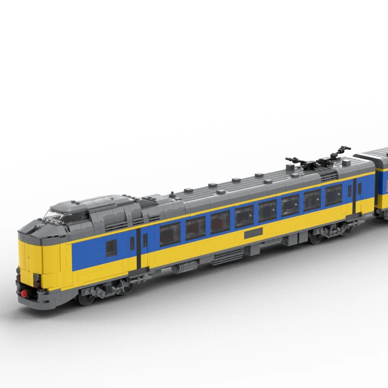 Urban Railway Series Yellow Cupola Passenger Transport Express Train Building Blocks Model Classic  MOC Bricks Kids Display Toys