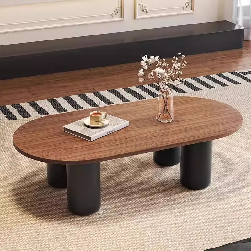 Oval coffee table solid wood slate designer living room small apartment coffee table