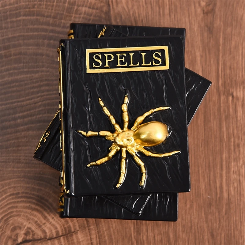 Halloween Spider 3D Resin Book Ornament Spooky Vintage Gothic Desktop Table Centerpiece Home Display Decor For Teens Gift