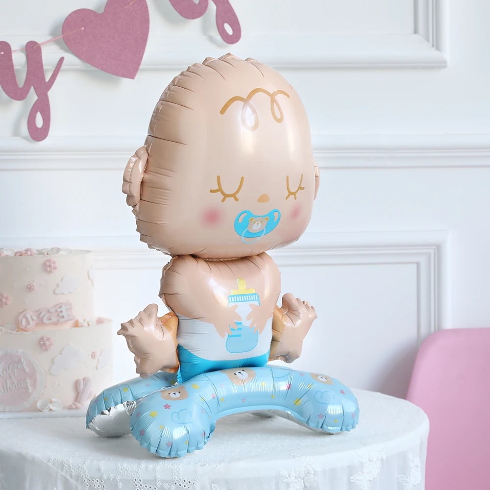 Self-Standing Baby Helium Balloon 3D Inflatable Boy Girl Foil Globos Gender Reveal Baby Shower Birthday Party Supplies Kids Toys