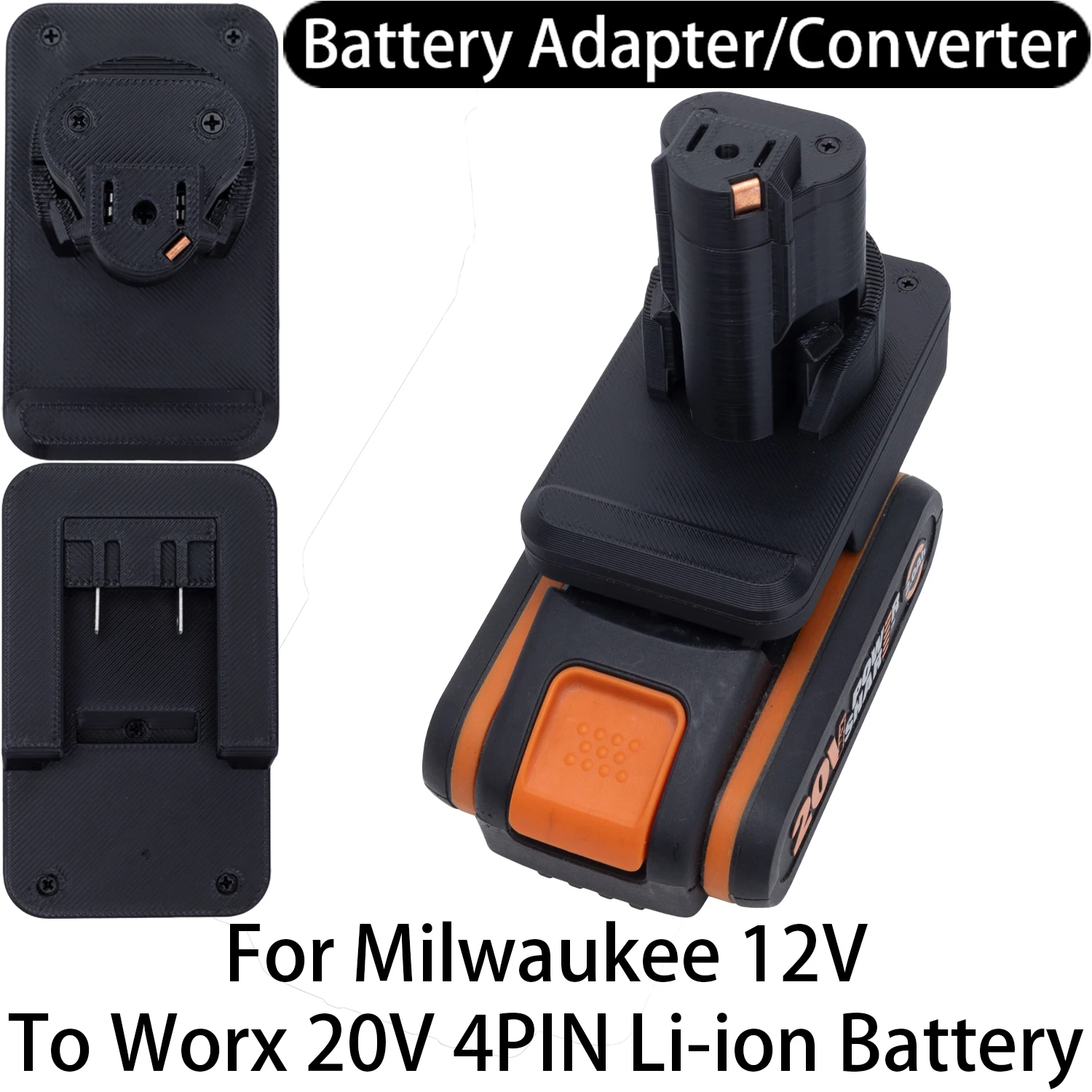 Battery Adapter for Milwaukee 12V Li-ion Tool to Worx 20V 4PIN Li-ion Battery Adapter Converter Power Tool Accessory