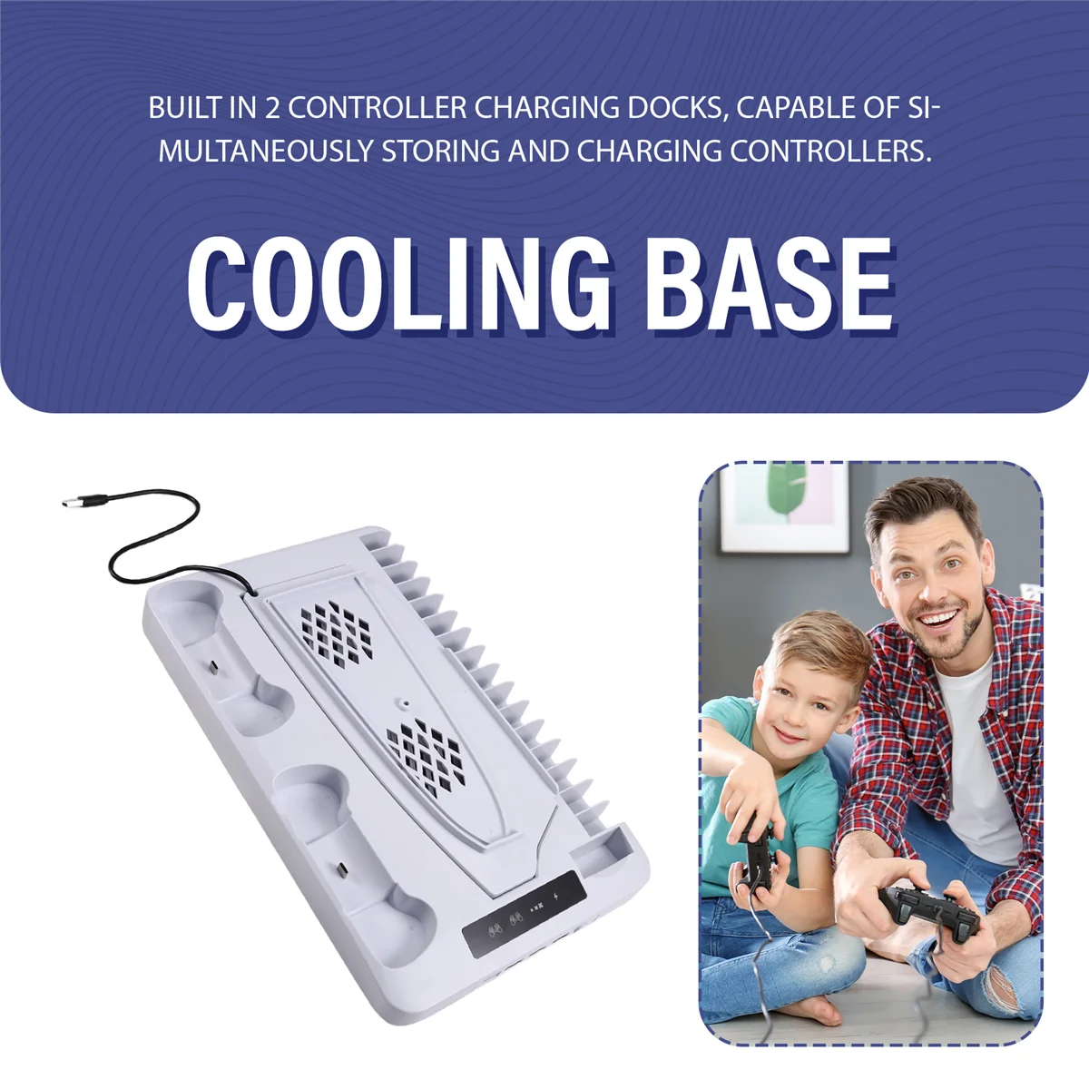 A002 RGB Cooling Base Gamepad Charging Stand for Console Holder Headset Hook Game CD Storage Rack for Disc & Digital