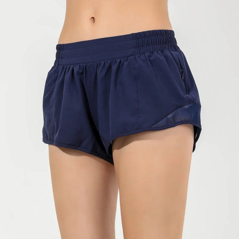 Fitness Sport Shorts Gym Woman Hotty Low Waist Quick Drying Run Short With Pocket Reflective Strip Yoga Wear Workout Clothing