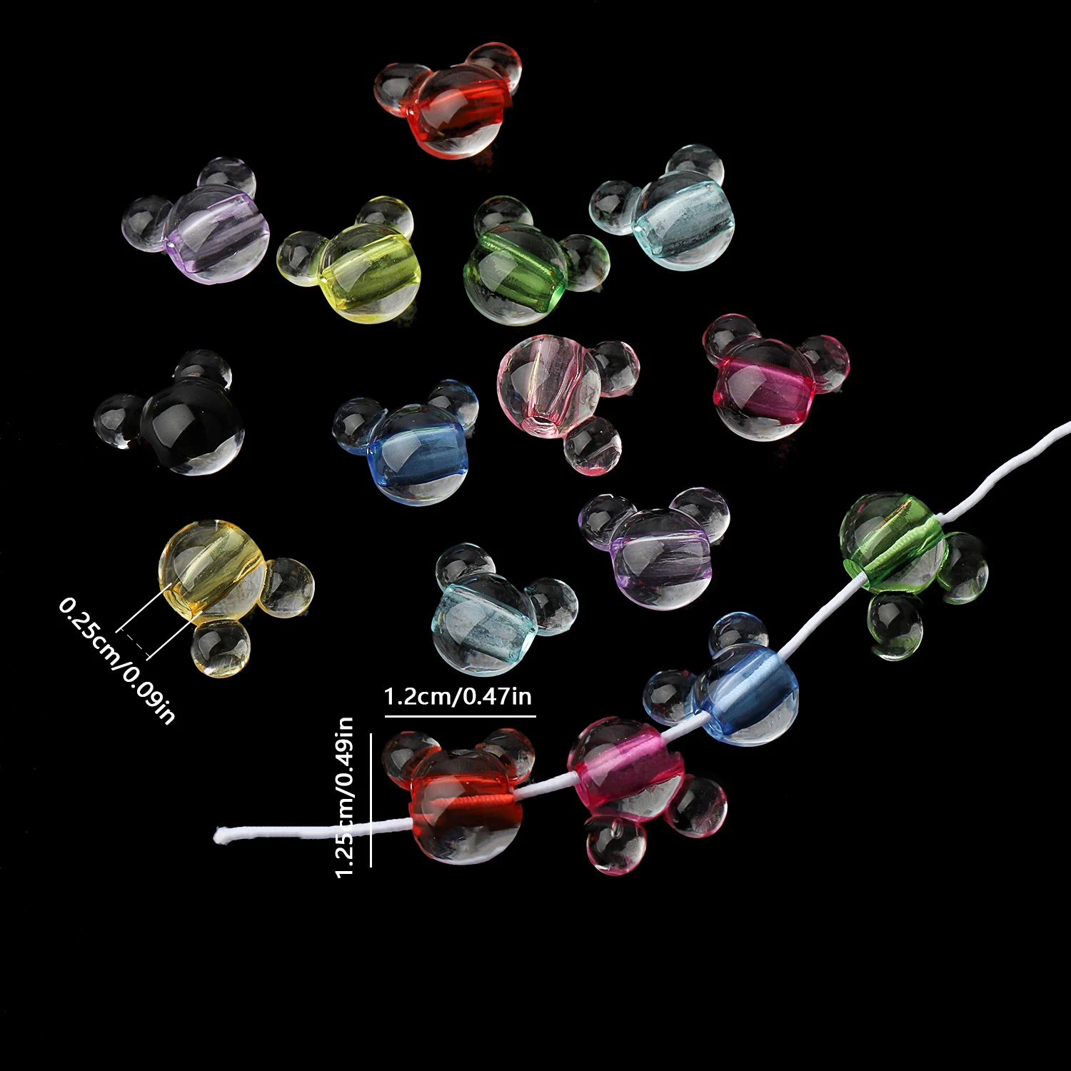 50pcs Cross Bore Mix Color Transparent Dyed Core Acrylic Mich Shape Bead Loose Spacer Beads For Jewelry Making Necklace Bracelet