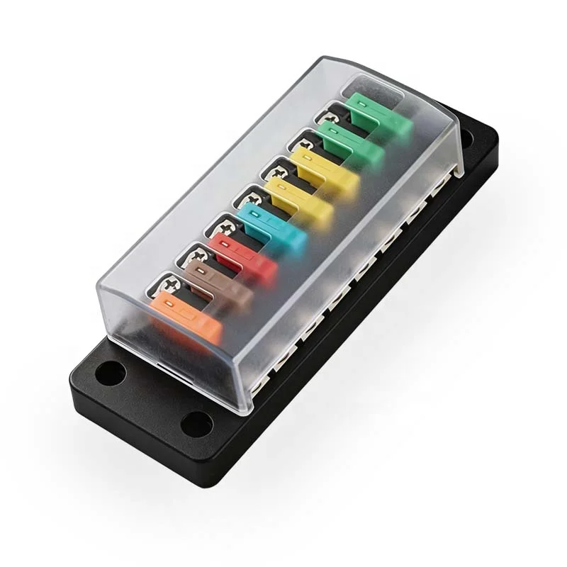 suporte-de-fusivel-de-lamina-8-vias-entrada-saida-12v-10ka-capacidade-de-interrupcao-montagem-em-painel-para-fusiveis-atc-ats-287-257-automotivo-carro-caminhao
