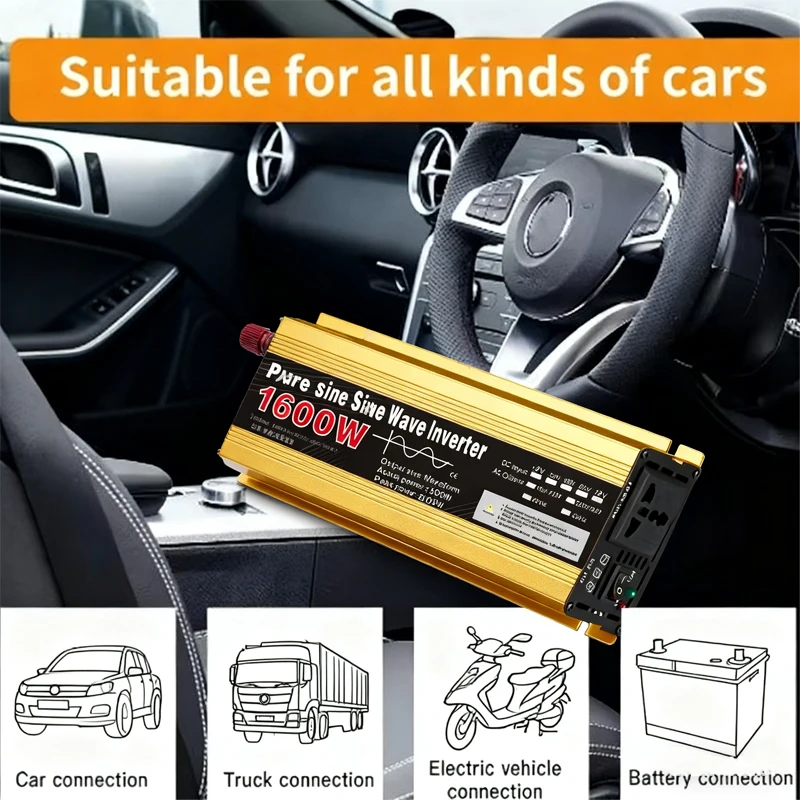 

НОВЫЙ инвертор 12 В 220 В чистая синусоида 1600 Вт/3000 Вт трансформатор преобразователь многофункциональный преобразователь розетки автомобильный инвертор