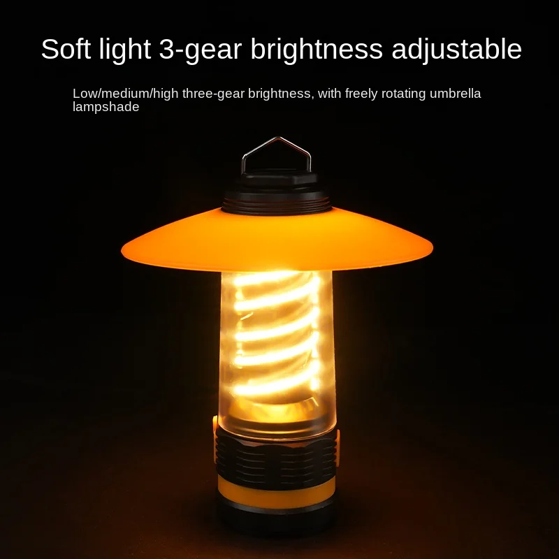 LED Camping Lamp Portable Dimmable Waterproof USB Charging Energy-Efficient Light for Outdoor Equipment Novelty Camping Supplies