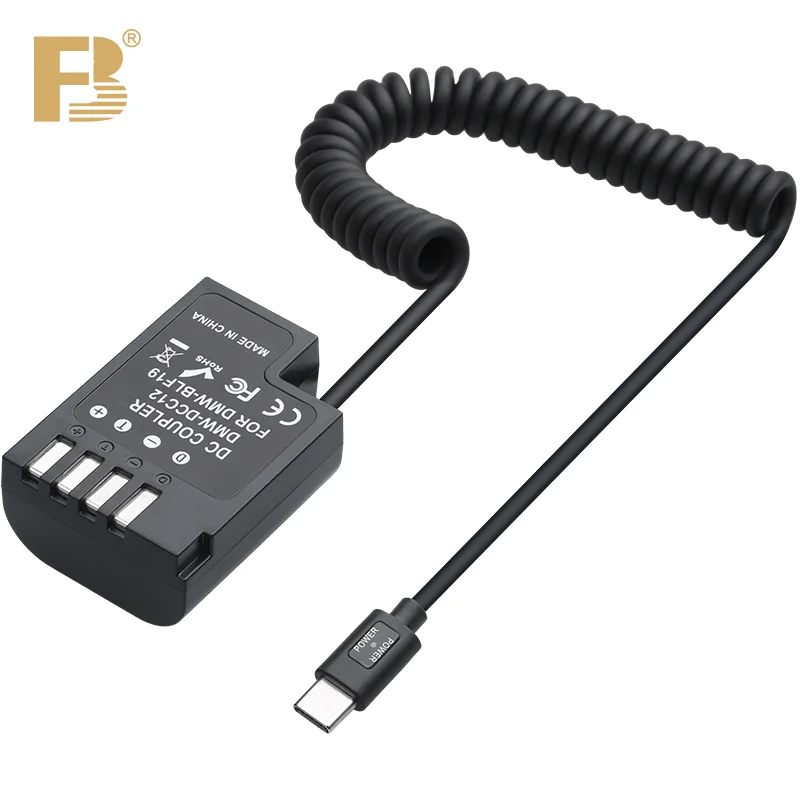 FB DMW-BLF19E Dummy Battery USB Type C Cable PD Power Adapter for Panasonic Lumix DMC-GH3 GH4 GH5 GH5S G9 GH5II DMW-GH5 Camera