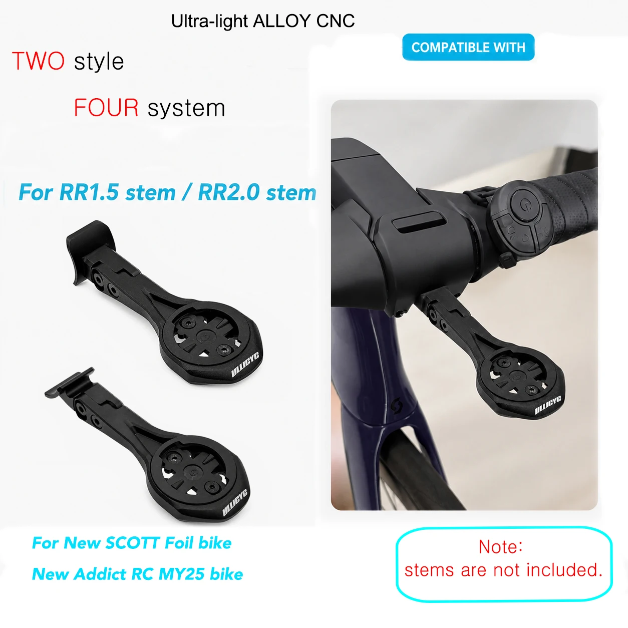 Alloy Computer Mount for ADDICT RR IC RR1.5/RR2.0 Stem FOIL/ST-R100-AL,ULLICYC CNC Mount,Garmin1050 Wahoo Giant GPS Bryton