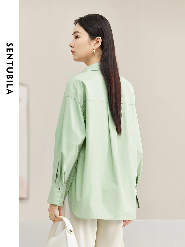 SENTUBILA Oversized Long Sleeve Shirt Tops for Women Spring Summer 2024 Three-dimensional Flower Button Down Shirts 151C80078X